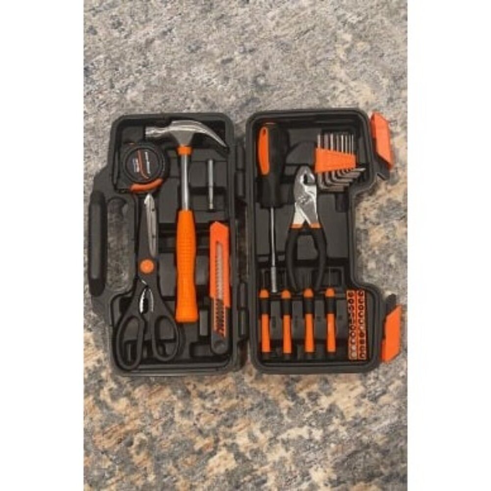 Tool Set General Household Hand Tool Kit with Plastic Toolbox Storage Case